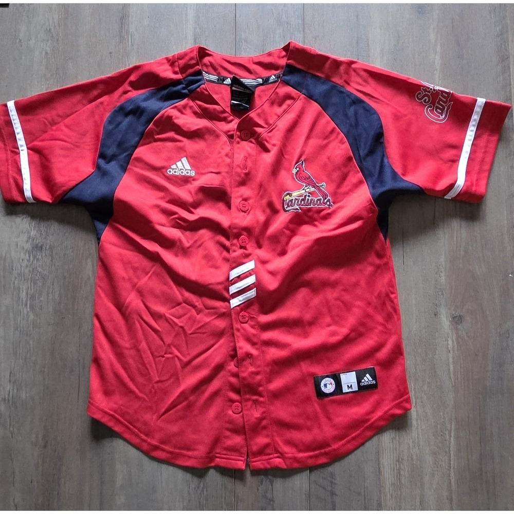 Adidas St. Louis Cardinals MLB Button Up Short Sleeve Shirt Youth M (10-12)